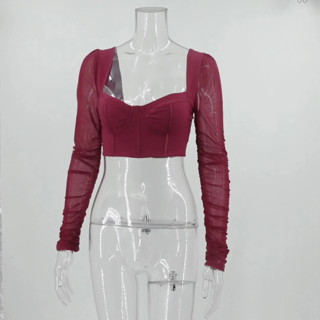 Fern Puff Long Sleeve Ruched Corset Top - Image 12