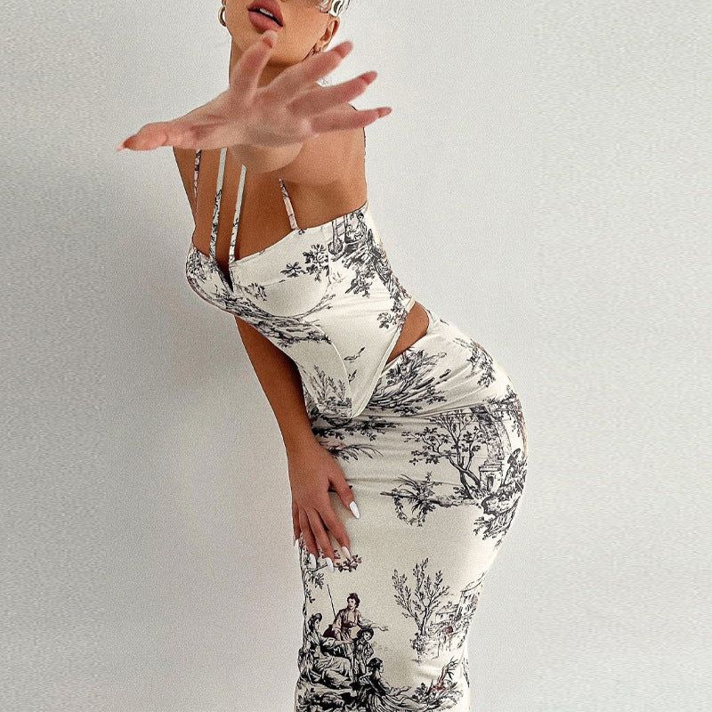 Oeuvre Corset Halter Crop Top & Midi Skirt Set - Image 3
