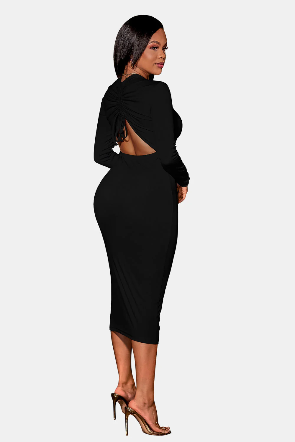 Zip Up Cutout Drawstring Detail Dress - Image 10