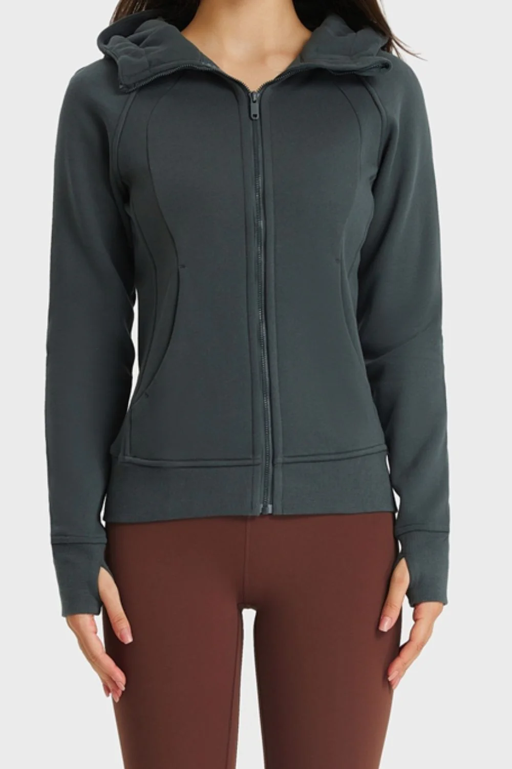 Zip Up Seam Detail Hooded Sports Jacket - Image 16