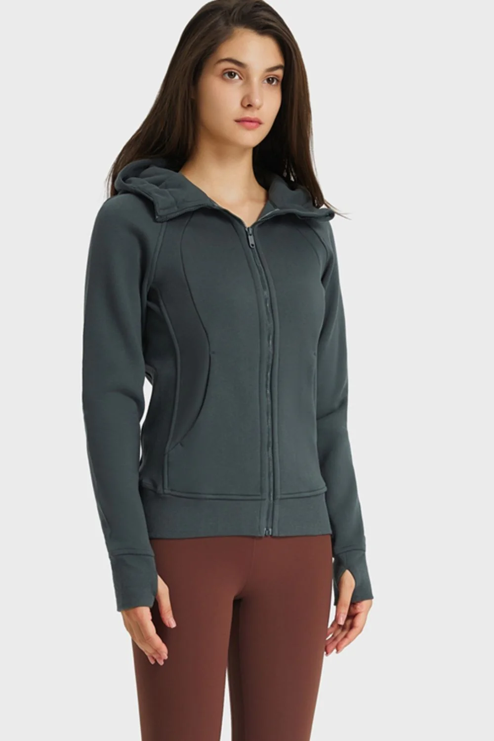 Zip Up Seam Detail Hooded Sports Jacket - Image 18